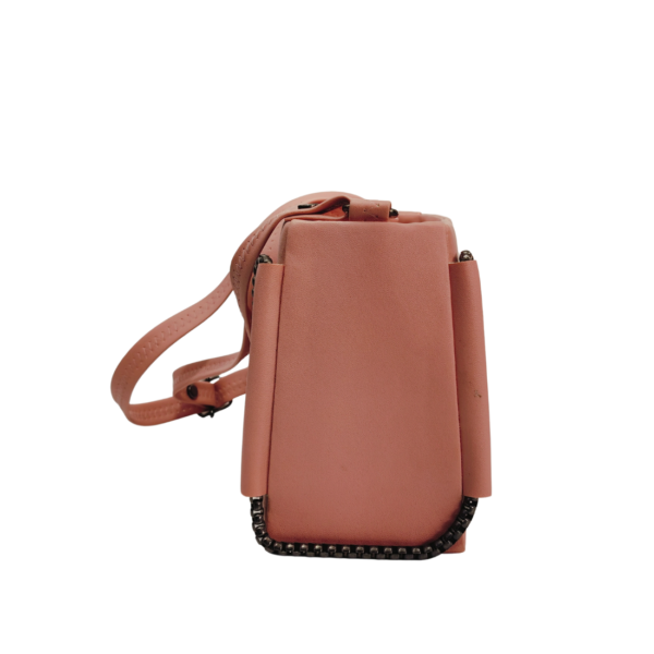 Elegant Two-Tone Shoulder Handbag pink Faux Leather Interior, 3 Compartments. - Image 3