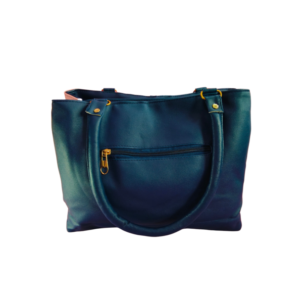 Classic Black Leather Handbag with Metal Clasp, Double Handle, Adjustable Shoulder Strap, Women's Tote - Image 2