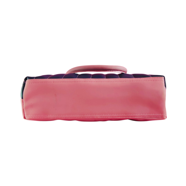 Women's Quilted Shoulder Handbag, Pink and black Design with Gold Studs, Dual Handle - Image 5