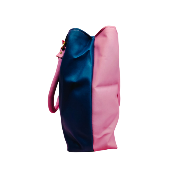Ladies Shoulder Handbag, Pink and Black, 3 Compartments, Polyester Blend with Faux Leather. - Image 3