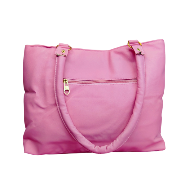 Ladies Shoulder Handbag, Pink and Black, 3 Compartments, Polyester Blend with Faux Leather. - Image 6