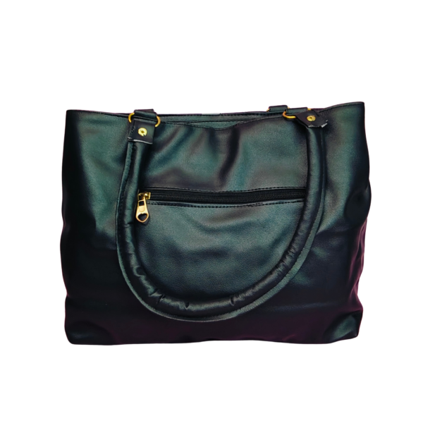 Ladies Shoulder Handbag, Black and Grey, 3 Compartments, 5L Capacity, Polyester Blend with Faux Leather Interior - Image 4